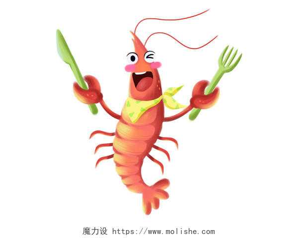 小龙虾夏天卡通人物PNG素材
